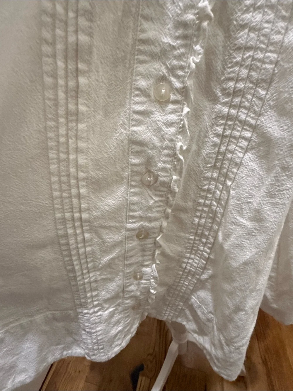 Free People. Cherry Long Sleeve Bib Mini Shirtdress. Optic White. Size Small.